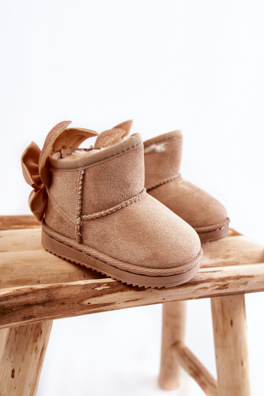 Botas infantis de neve aquecidas com fitas Meriva bege