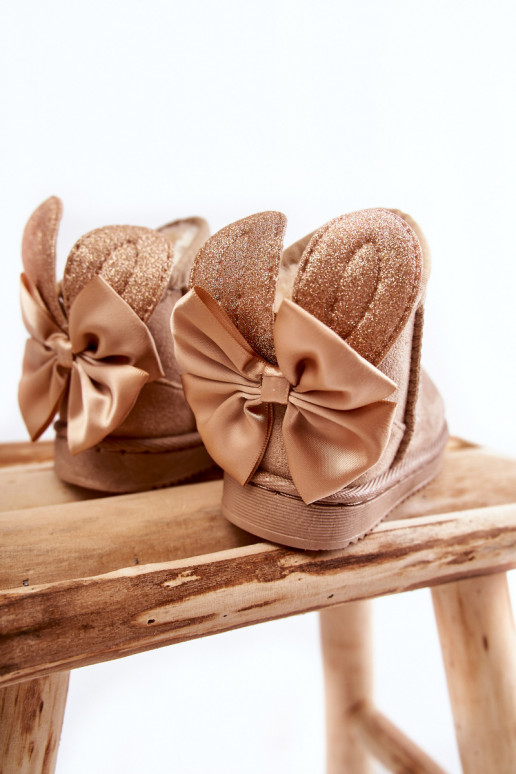 Botas infantis de neve aquecidas com fitas Meriva bege Botas infantis de neve aquecidas com fitas Meriva bege