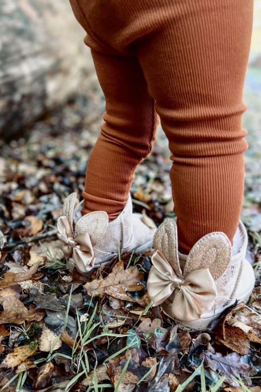 Botas infantis de neve aquecidas com fitas Meriva bege