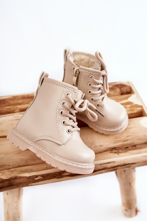 Botas infantis com zíper bege Omua