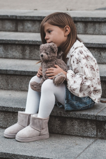 Botas quentes de inverno infantil em marfim Gooby 2