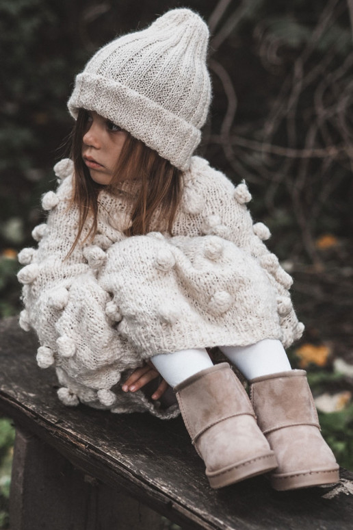 Botas quentes de inverno infantil em marfim Gooby