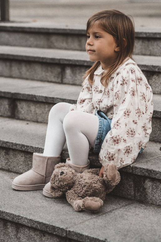 Botas quentes de inverno infantil em marfim Gooby