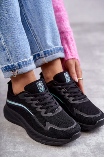 Calçados esportivos da moda tênis modelo sapatos cor preta Ida