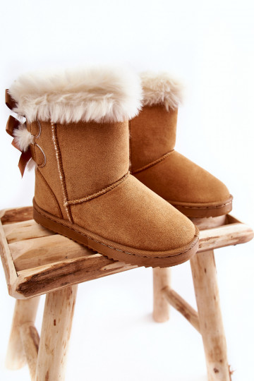 Calçados infantis quentes com fitas botas de neve bege Funky