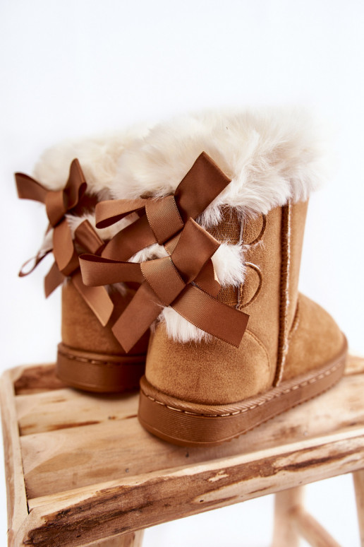 Calçados infantis quentes com fitas botas de neve bege Funky