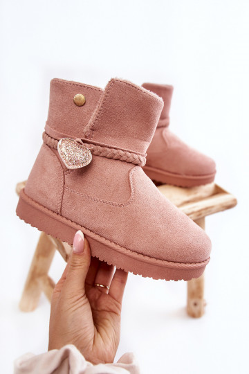 Botas de neve infantis na cor rosa maio
