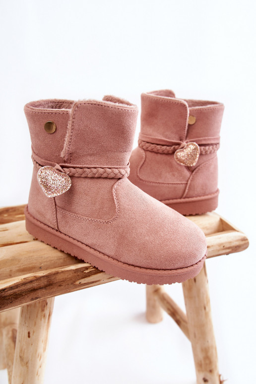 Botas de neve infantis na cor rosa maio