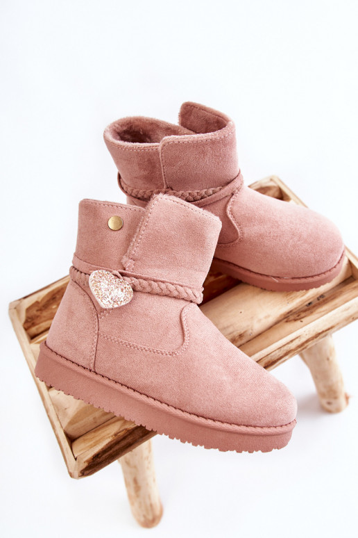 Botas de neve infantis na cor rosa maio