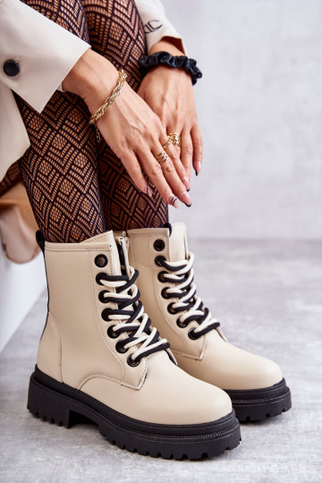 Botins femininos botins cor marfim Denila