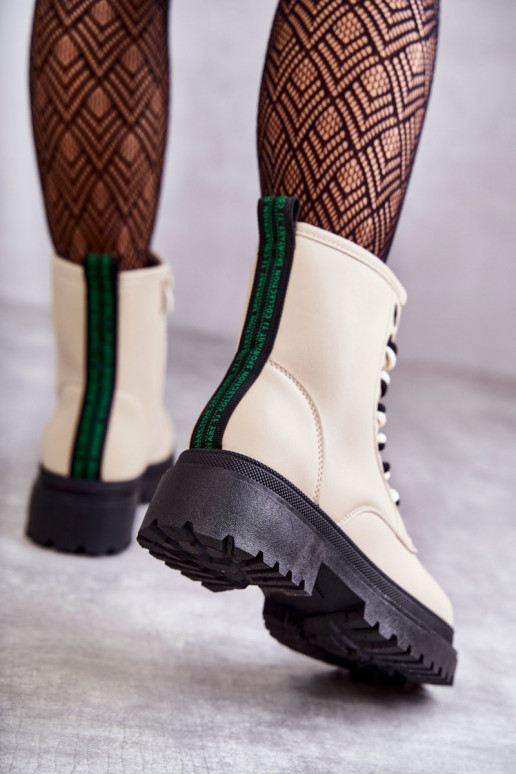 Botins femininos botins cor marfim Denila