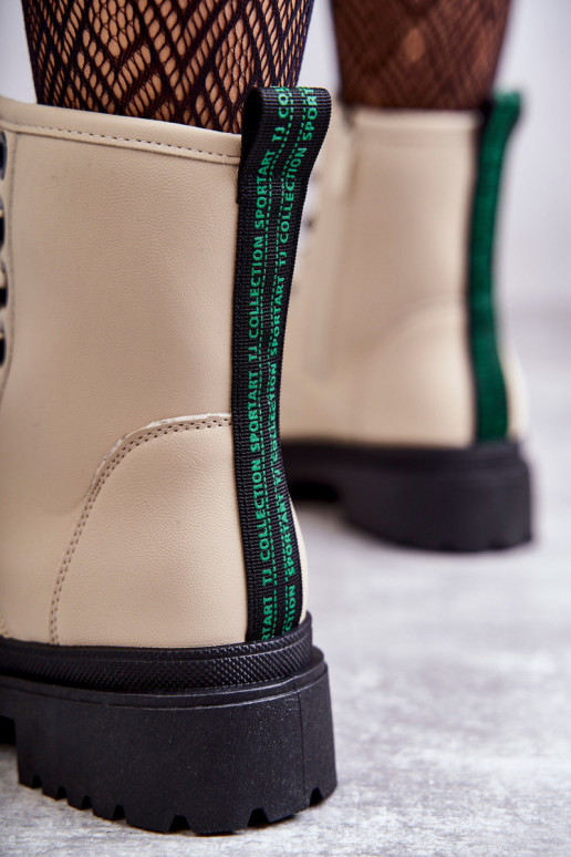 Botins femininos botins cor marfim Denila