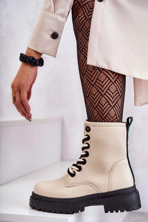 Botins femininos botins cor marfim Denila