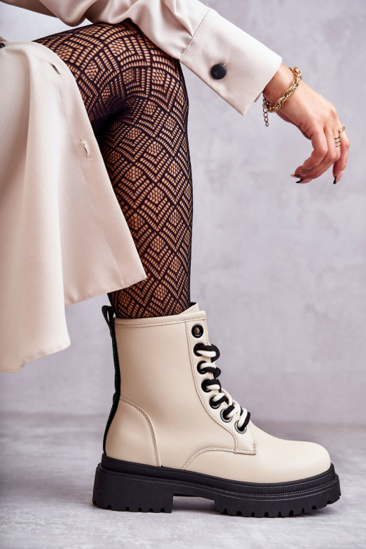 Botins femininos botins cor marfim Denila