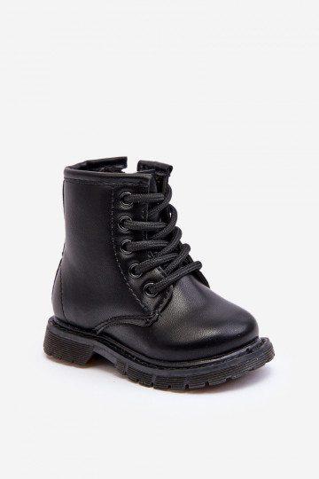 Botas infantis com zíper na cor preta Omua