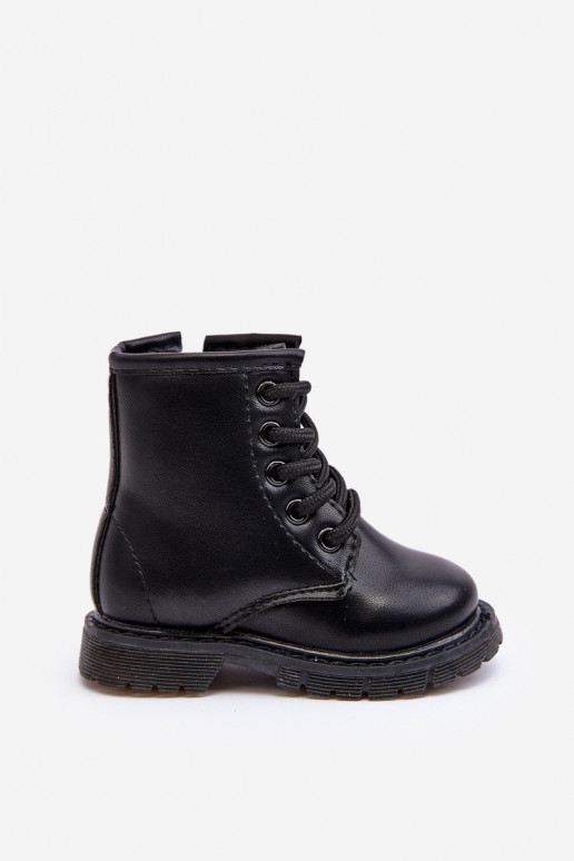 Botas infantis com zíper na cor preta Omua