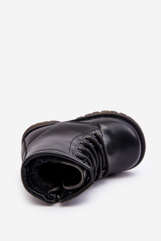 Botas infantis com zíper na cor preta Omua