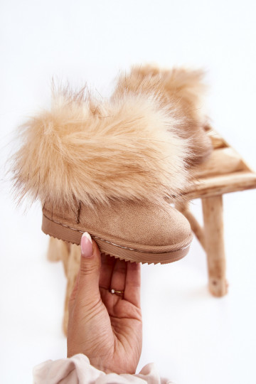 Botas infantis de neve com pêlo na cor bege Ariana