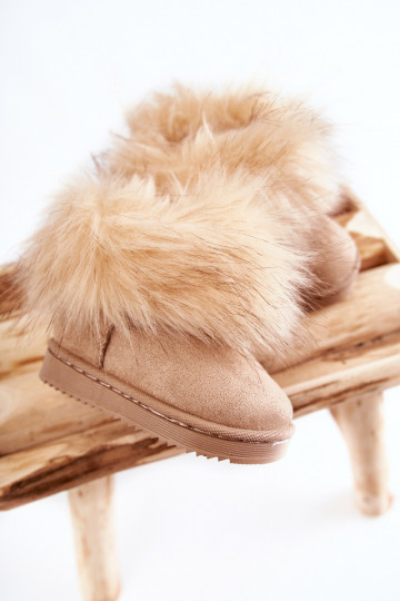 Botas infantis de neve com pêlo na cor bege Ariana 2