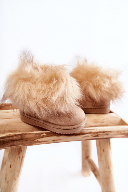 Botas infantis de neve com pêlo na cor bege Ariana