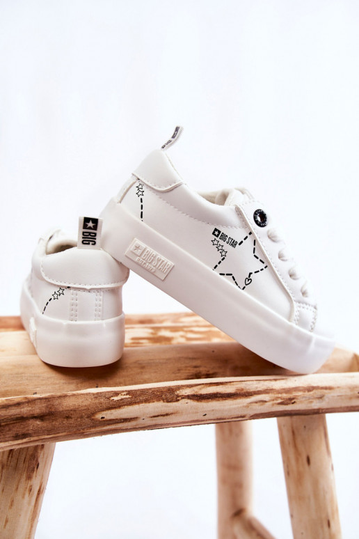 Calçado desportivo infantil com atacadores Big Star KK374222 cor branca