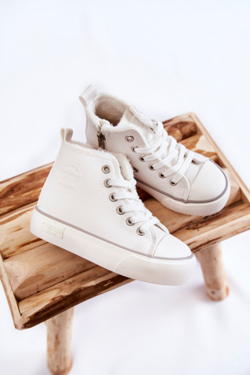 Calçados infantis com palmilha com zíper Big Star KK374227 cor branca