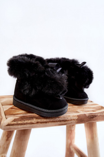 Botas infantis aquecidas botas de neve cor preta Roofy