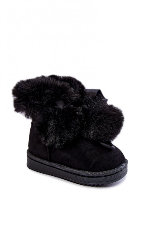 Botas infantis aquecidas botas de neve cor preta Roofy