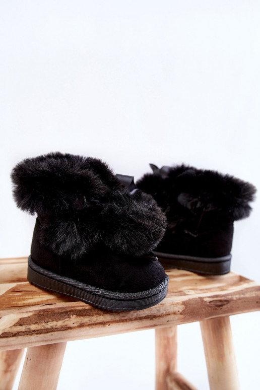Botas infantis aquecidas botas de neve cor preta Roofy