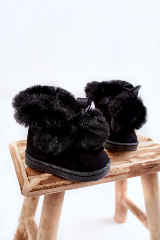 Botas infantis aquecidas botas de neve cor preta Roofy