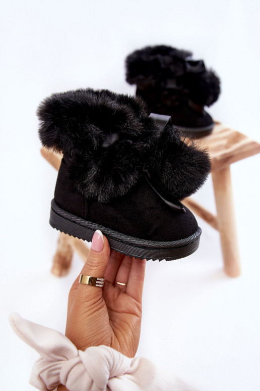 Botas infantis aquecidas botas de neve cor preta Roofy