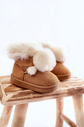Botas infantis aquecidas botas de neve marrom-branco Roofy