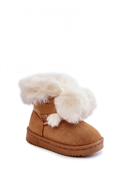 Botas infantis aquecidas botas de neve marrom-branco Roofy