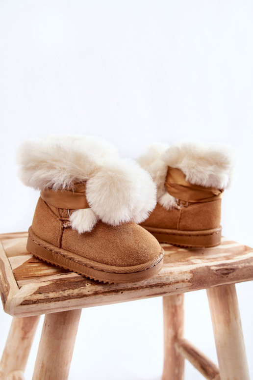 Botas infantis aquecidas botas de neve marrom-branco Roofy