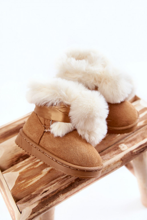 Botas infantis aquecidas botas de neve marrom-branco Roofy