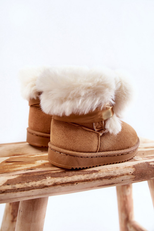 Botas infantis aquecidas botas de neve marrom-branco Roofy