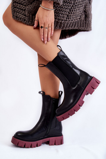 botas com plataforma Aliana preta e bordô 2