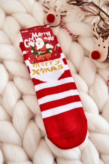 Meias infantis de Natal com listras Cosas Branco-vermelho