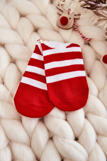 Meias infantis de Natal com listras Cosas Branco-vermelho 2