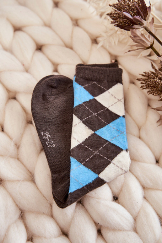 Meias compridas com padrão xadrez 5 unid. Cores diferentes Meias compridas com padrão xadrez 5 unid. Cores diferentes