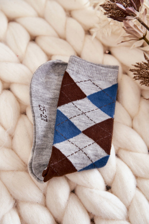 Meias compridas com padrão xadrez 5 unid. Cores diferentes Meias compridas com padrão xadrez 5 unid. Cores diferentes