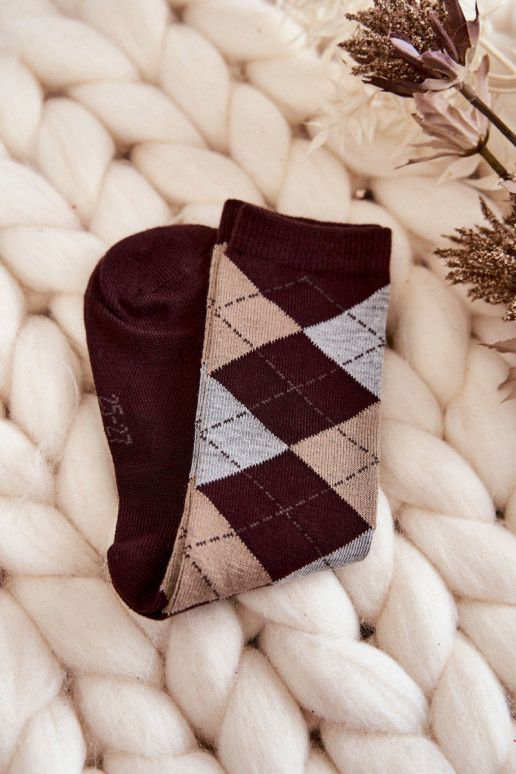 Meias compridas com padrão xadrez 5 unid. Cores diferentes Meias compridas com padrão xadrez 5 unid. Cores diferentes