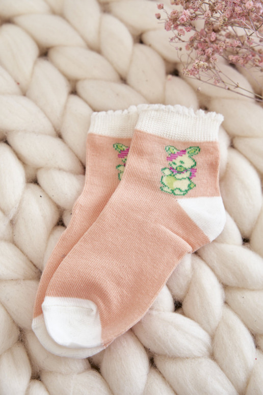 Meias exclusivas com coelhinhos 5 unid. Cores diferentes