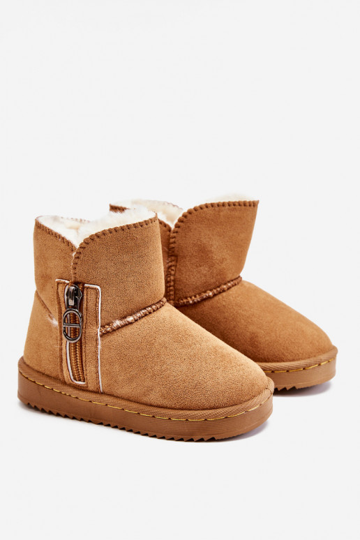 Botas de neve infantis de cor marrom Catellie, aquecidas com modelo resistente Botas de neve infantis de cor marrom Catellie, aquecidas com modelo resistente