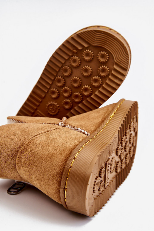 Botas de neve infantis de cor marrom Catellie, aquecidas com modelo resistente Botas de neve infantis de cor marrom Catellie, aquecidas com modelo resistente