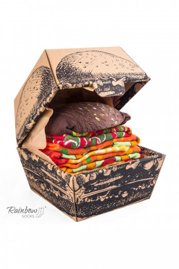 Meias coloridas em caixa Burger Vege 2 pares