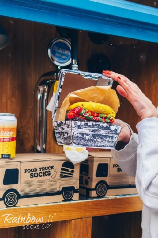 Conjunto de meias Food Truck Meias Caixa 3 pares