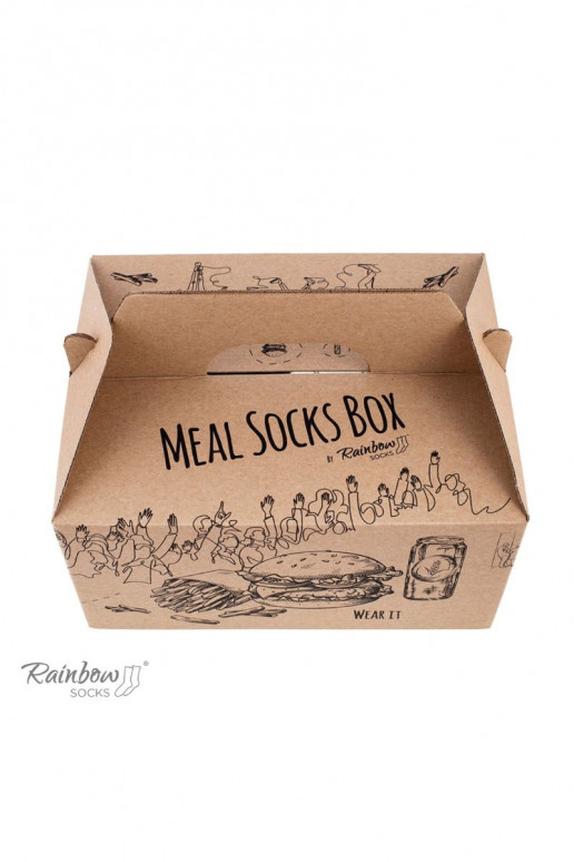 Meias coloridas em caixa Meal Socks Box Burger 5 Par