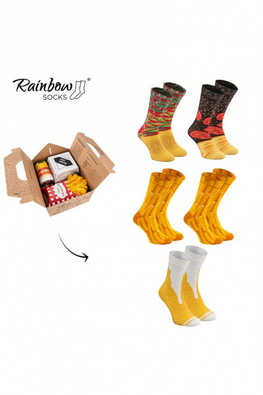 Meias coloridas em caixa Meal Socks Box Burger 5 Par