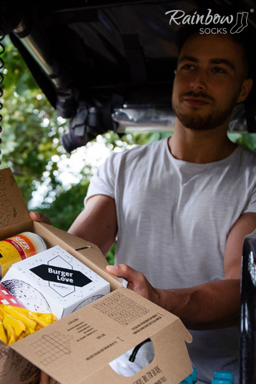 Meias coloridas em caixa Meal Socks Box Burger 5 Par